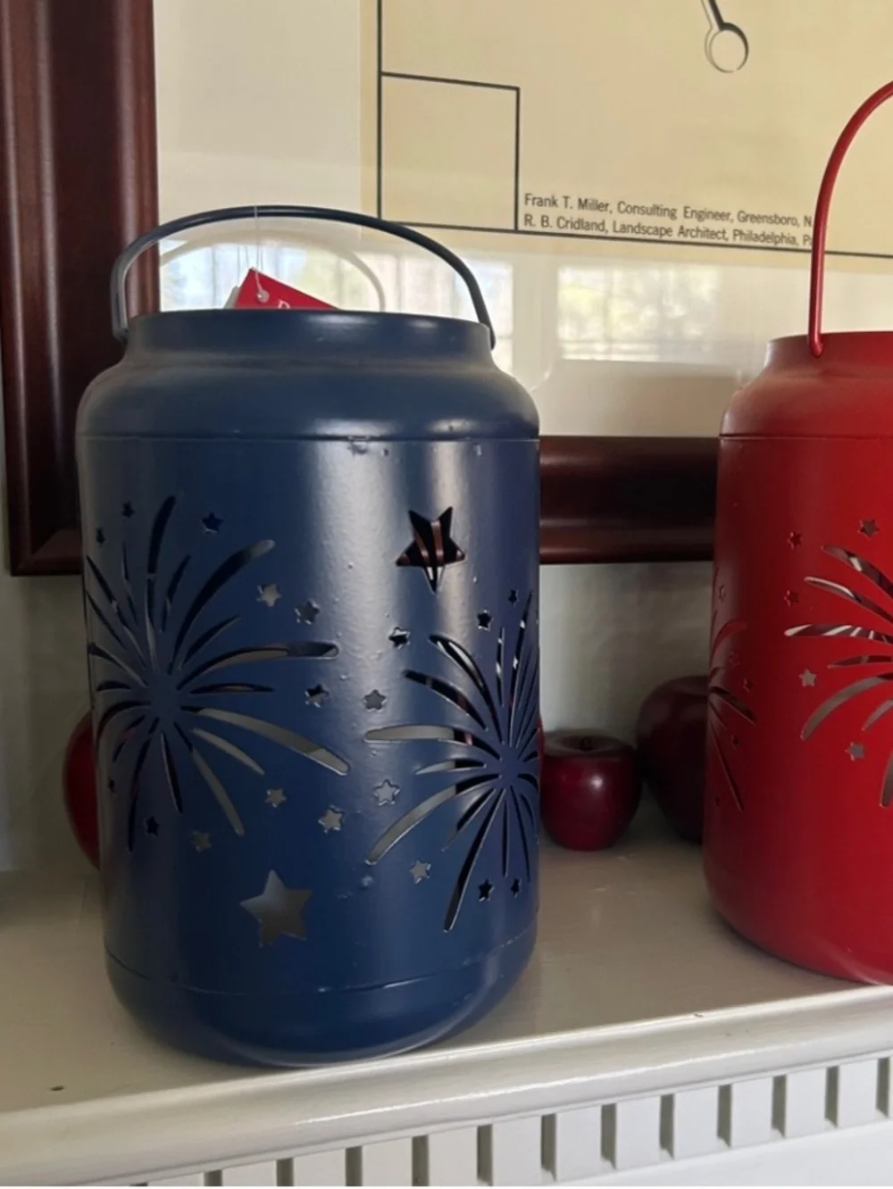 Blue Starburst Metal Lantern - Home Accents Battery Operated